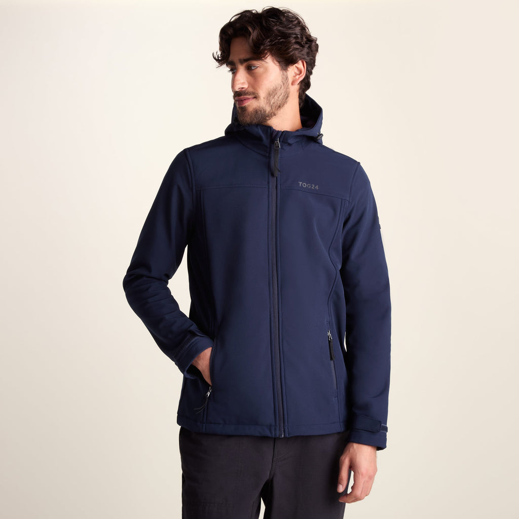 Feizor Mens Shower Resistant Softshell Hooded Jacket - Navy - Image 8