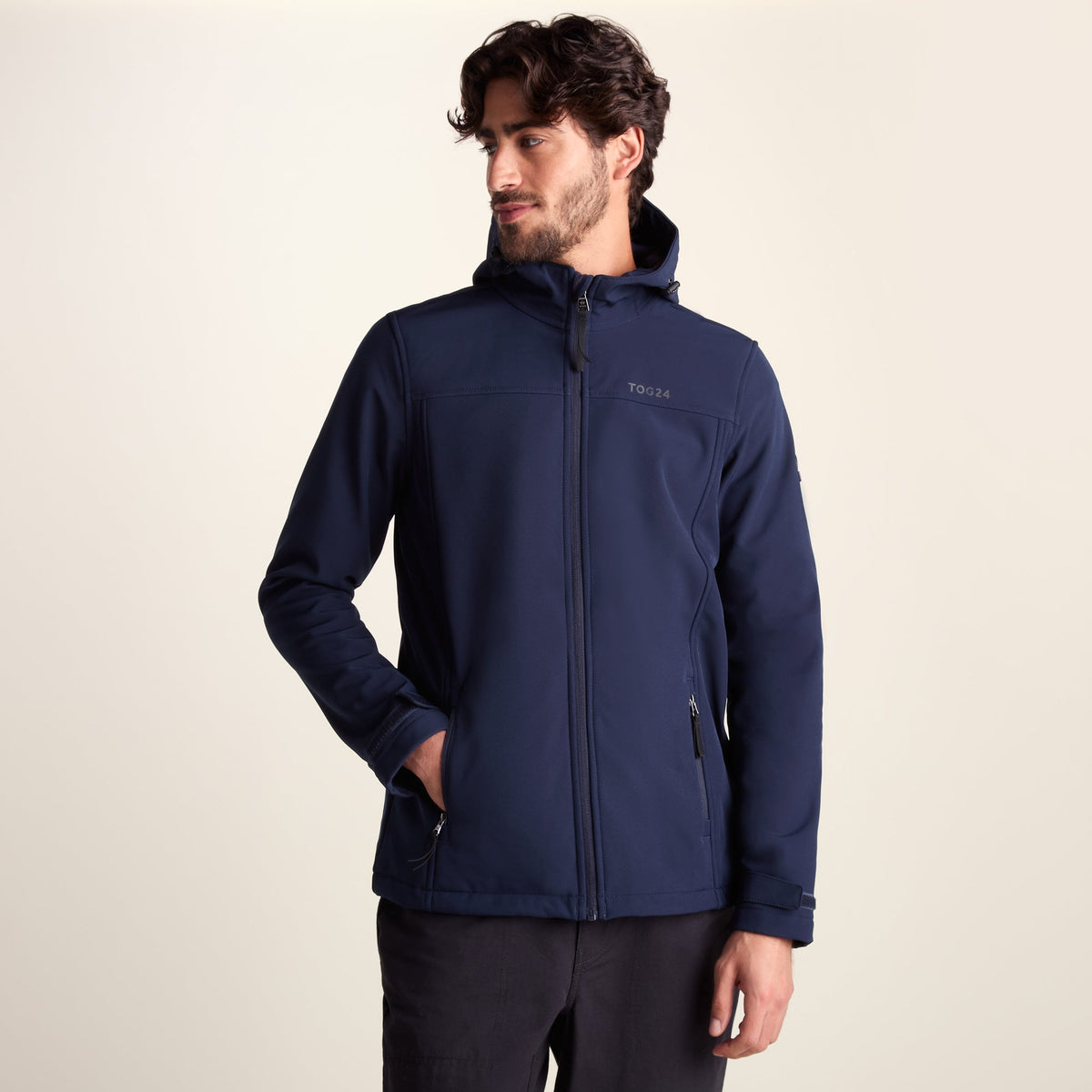 Feizor Mens Shower Resistant Softshell Hooded Jacket - Navy - Image 8