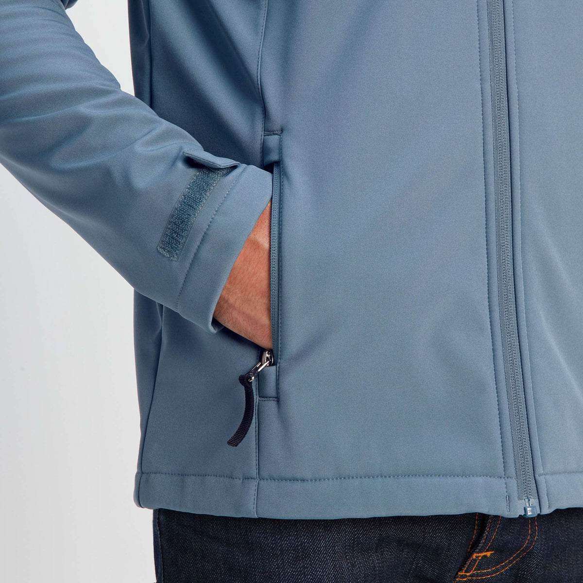 Feizor Mens Shower Resistant Softshell Jacket - Steel Blue/Navy - Image 6