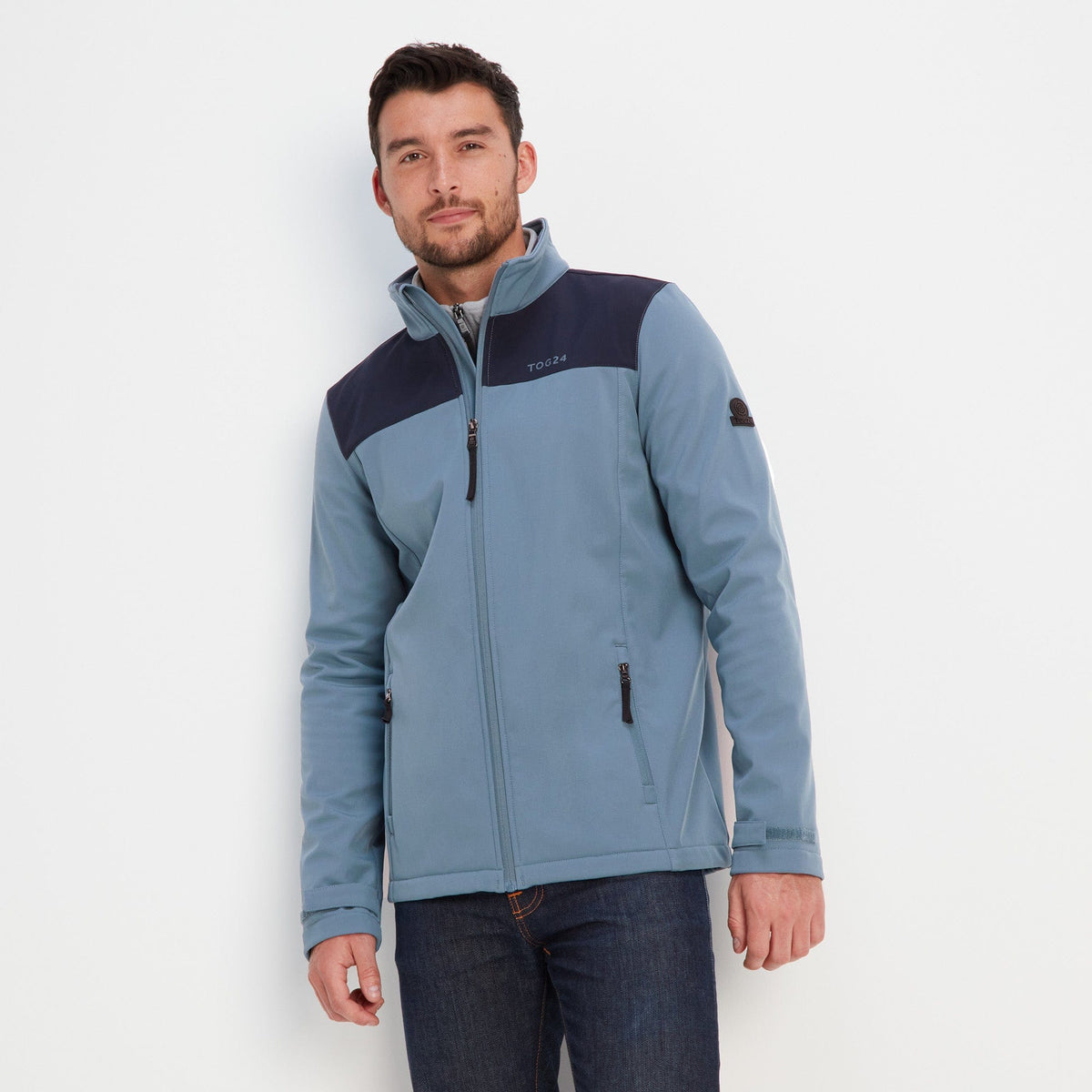 Feizor Mens Shower Resistant Softshell Jacket - Steel Blue/Navy - Image 8