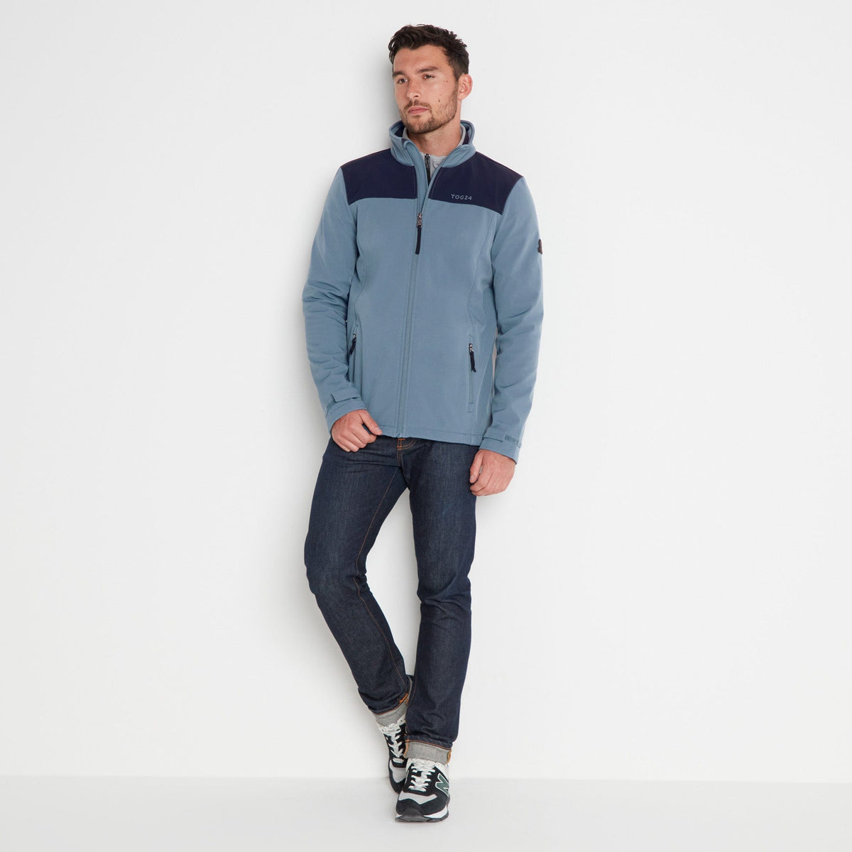 Feizor Mens Shower Resistant Softshell Jacket - Steel Blue/Navy - Image 2