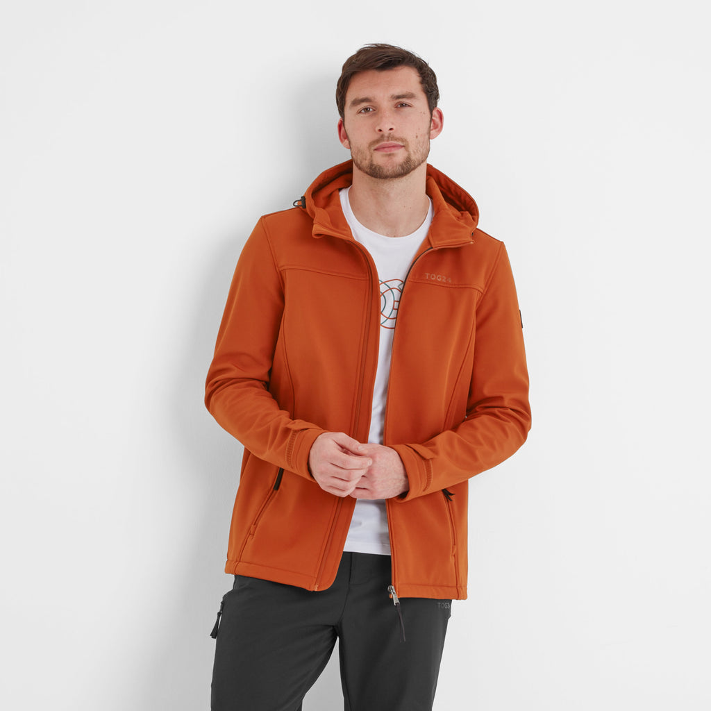 Feizor Mens Shower Resistant Softshell Hooded Jacket - Burnt Orange - Image 5