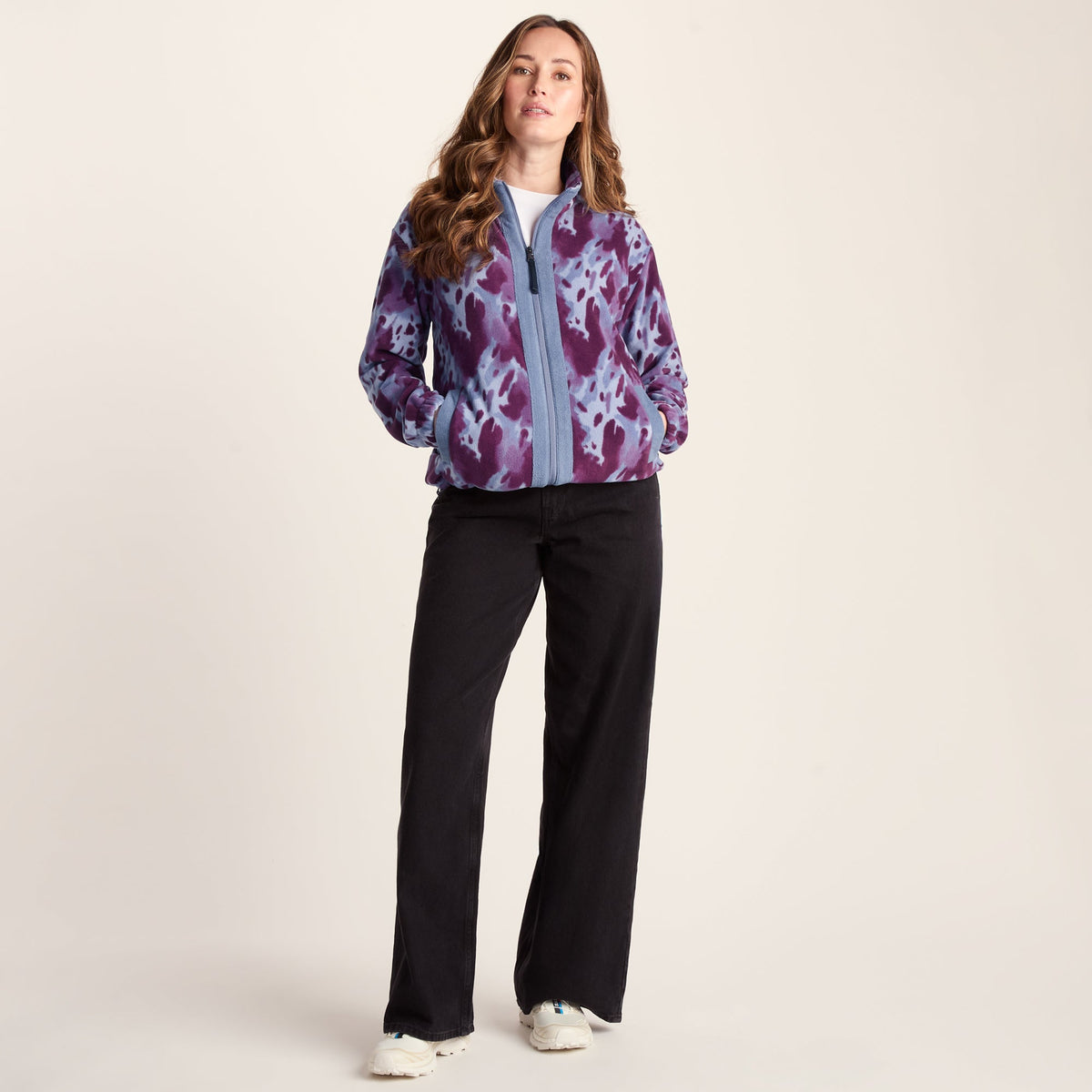 Firan Womens Relaxed Fit Microfleece Jacket - Smokey Blue Print - Image 3