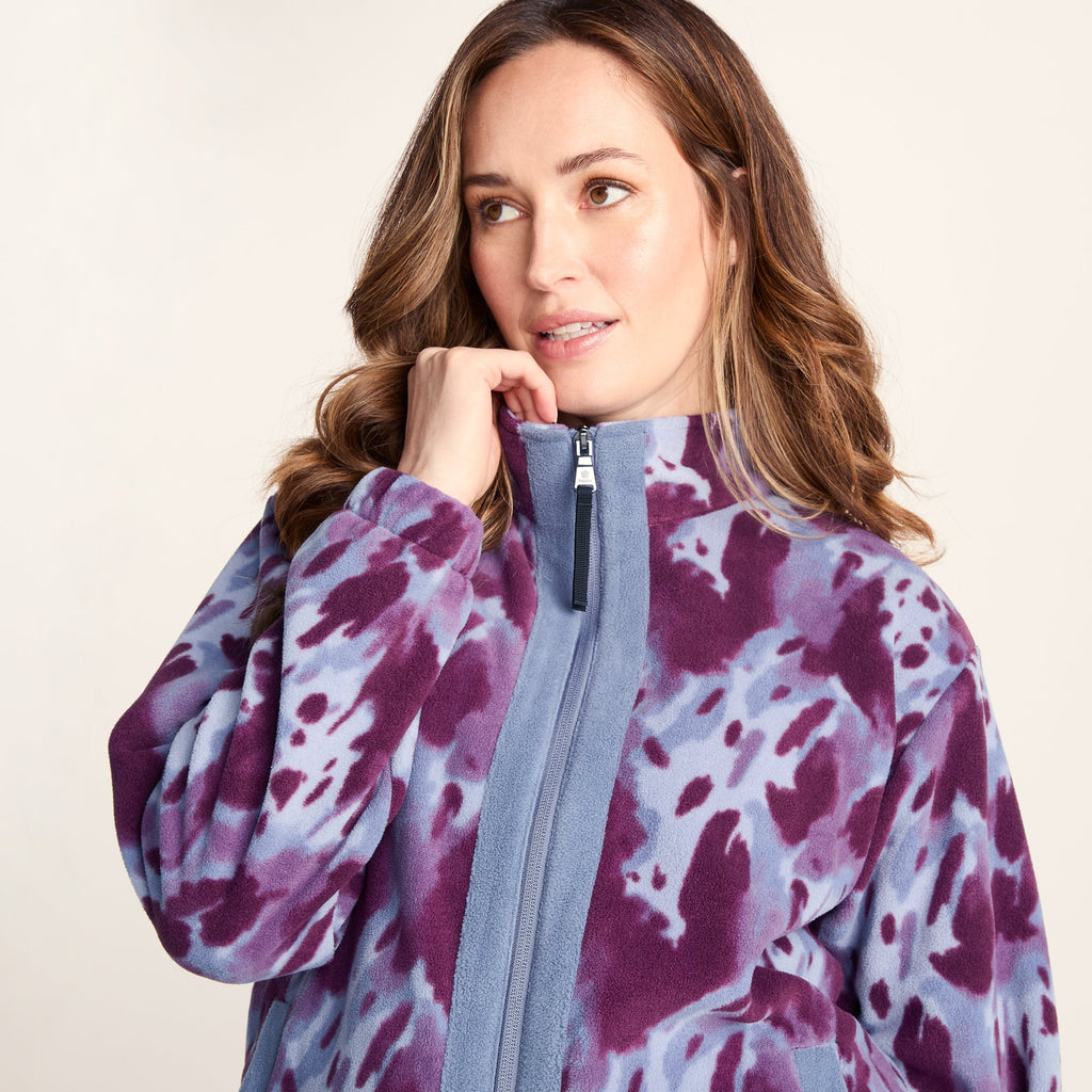 Firan Womens Relaxed Fit Microfleece Jacket - Smokey Blue Print - Image 6