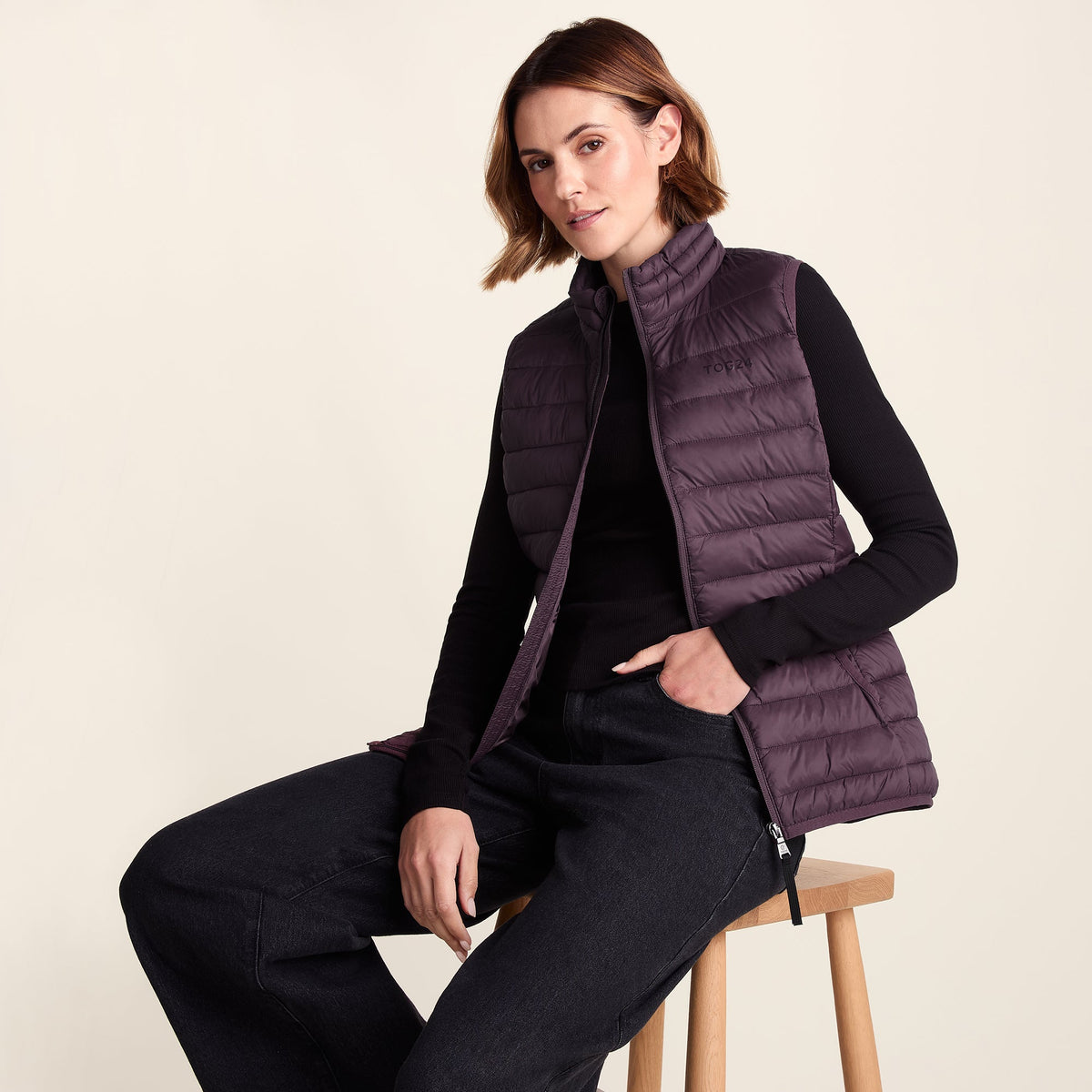 Gibson Womens Insulated Padded Gilet - Dark Mauve - Image 5