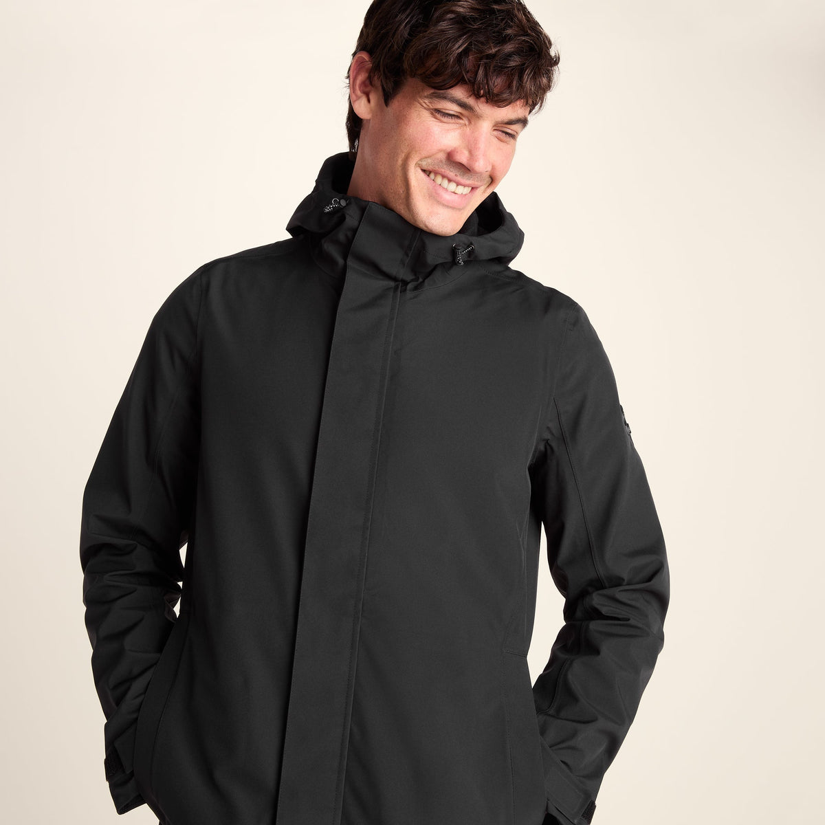 Glenton Mens Long Waterproof Jacket - Black - Image 6