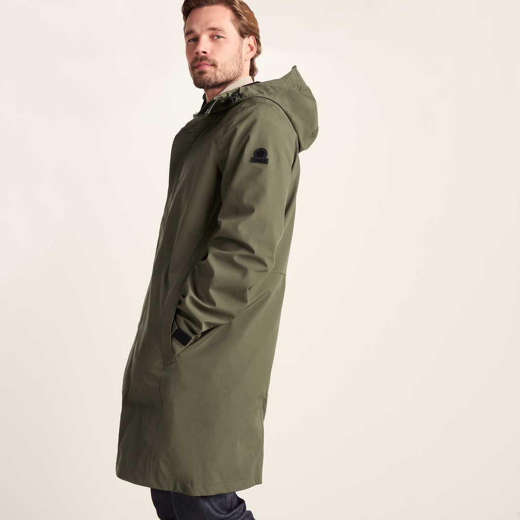 Glenton Mens Long Waterproof Jacket - Moss Green - Image 8