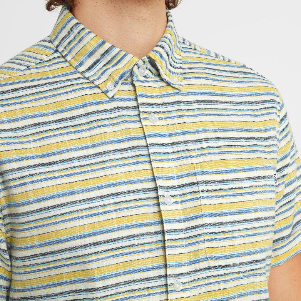 Harold Mens Short Sleeve Stripe Shirt - Aqua - Image 6