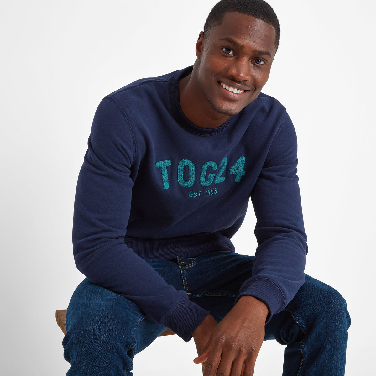 Hawnby Mens Cotton Blend Sweat - Dark Marine - Image 3