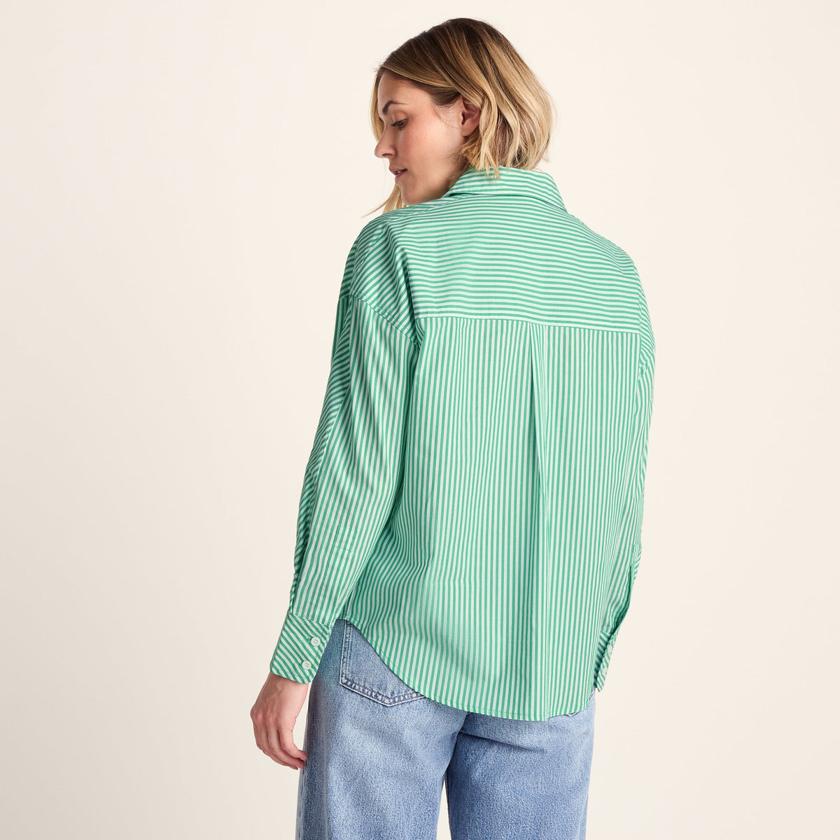 Helena Womens Oversized 100% Cotton Long Sleeve Shirt - Optic White - Image 4