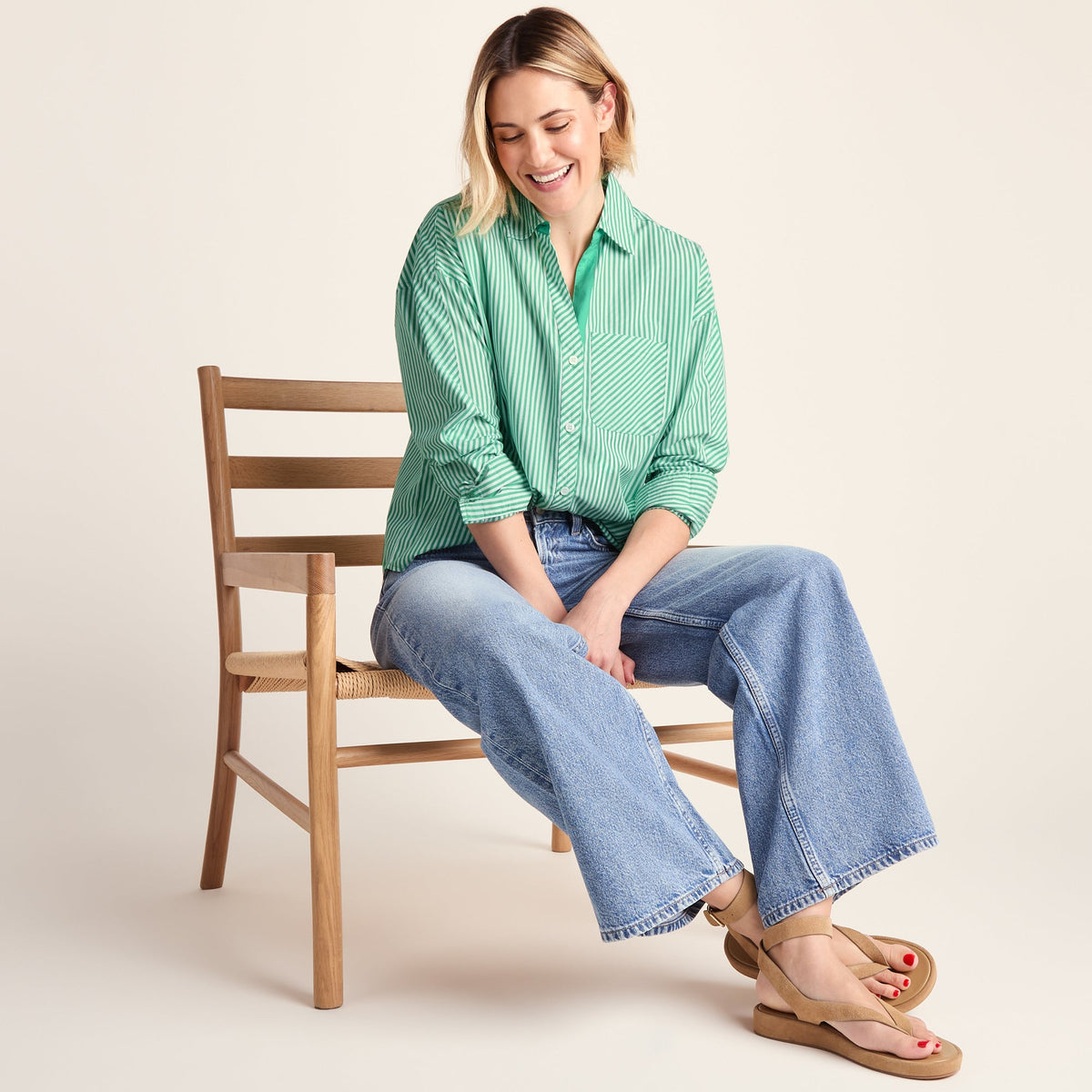 Helena Womens Oversized 100% Cotton Long Sleeve Shirt - Optic White - Image 5