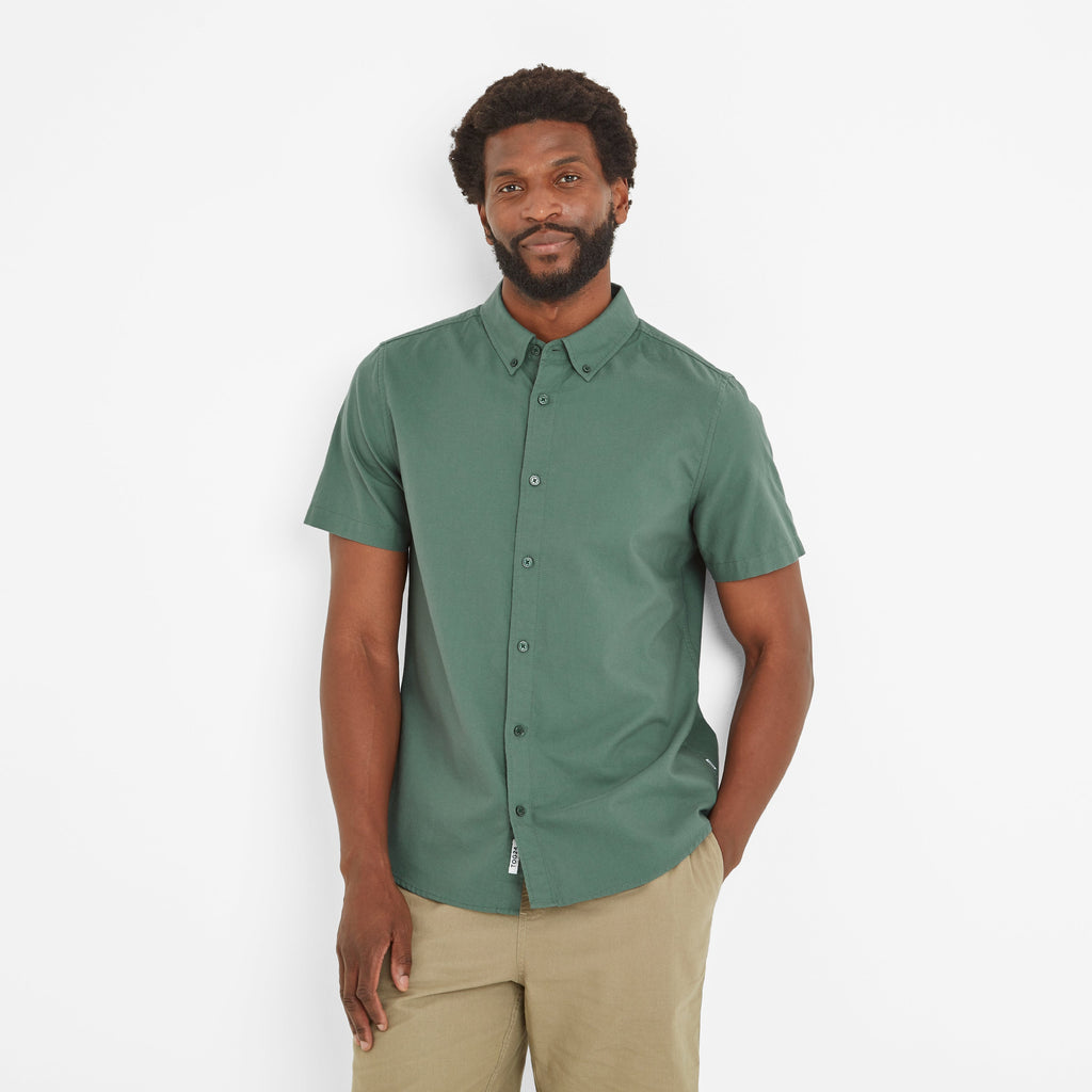 Jayden Mens 100% Cotton Short Sleeve Shirt - Light Forest - Image 2
