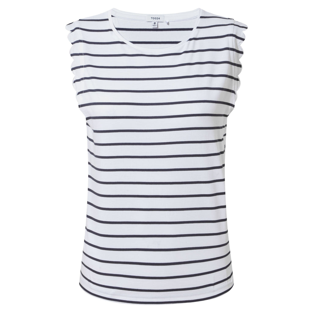 Katie Womens 100% Cotton Supersoft Vest - Optic White/Dk Indigo - Image 6