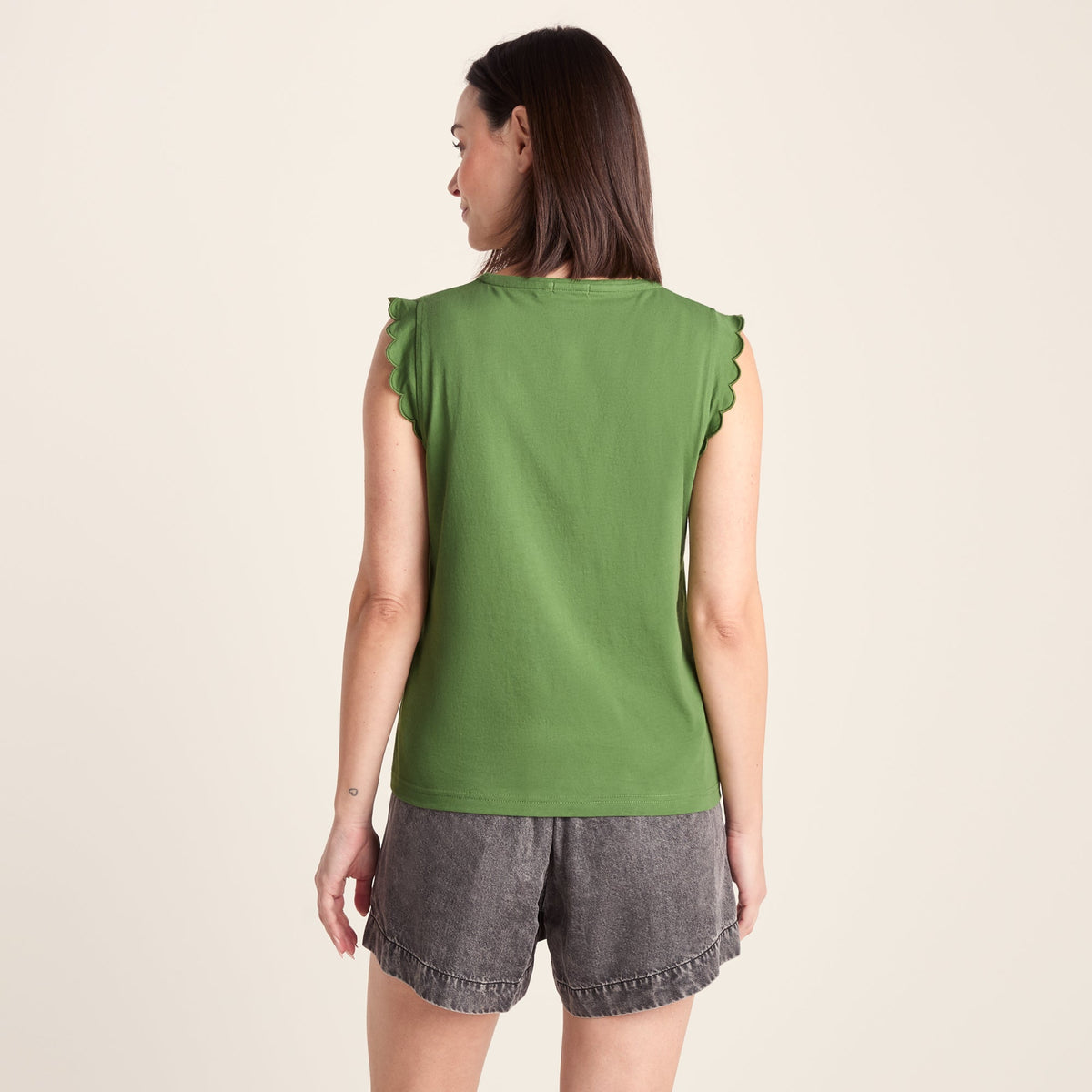 Katie Womens 100% Cotton Supersoft Vest - Dark Matcha - Image 2