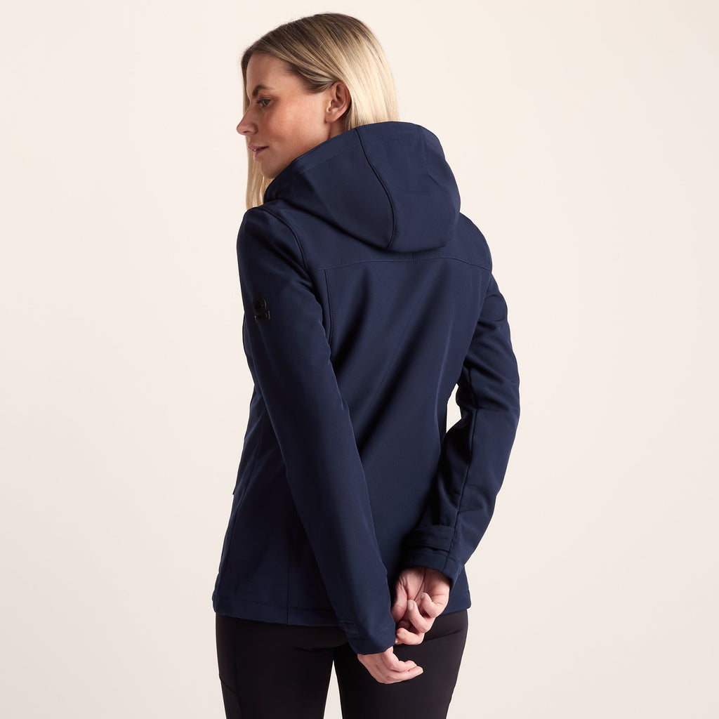 Keld Womens Shower Resistant Hooded Softshell Jacket - Navy - Image 3