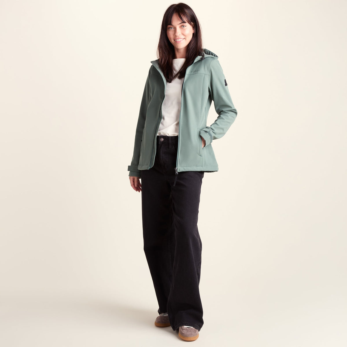 Keld Womens Shower Resistant Hooded Softshell Jacket - Light Forest - Image 2