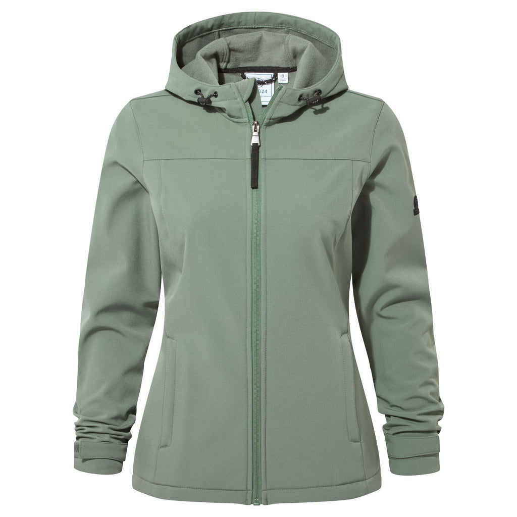 Keld Womens Shower Resistant Hooded Softshell Jacket - Light Forest - Image 10