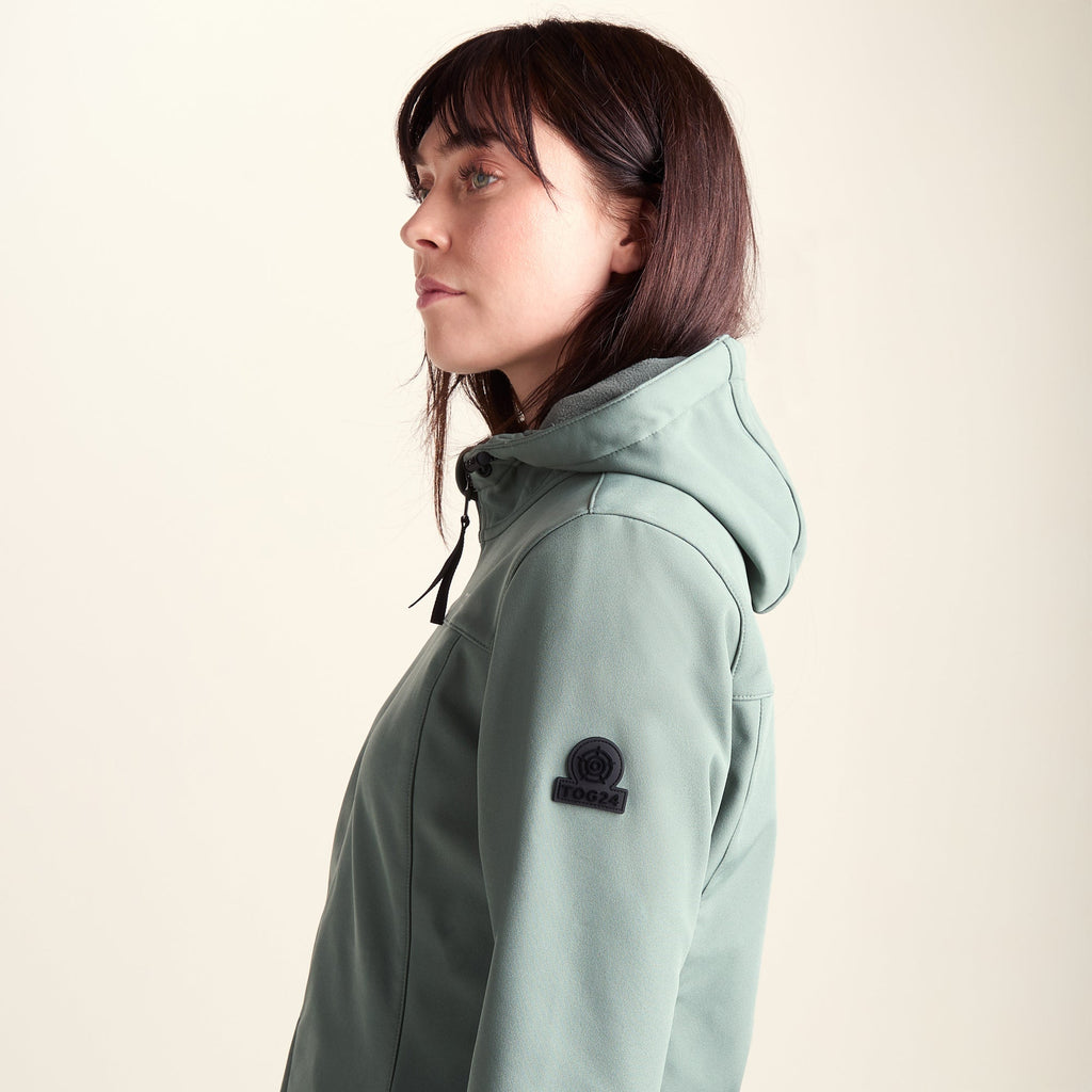 Keld Womens Shower Resistant Hooded Softshell Jacket - Light Forest - Image 7
