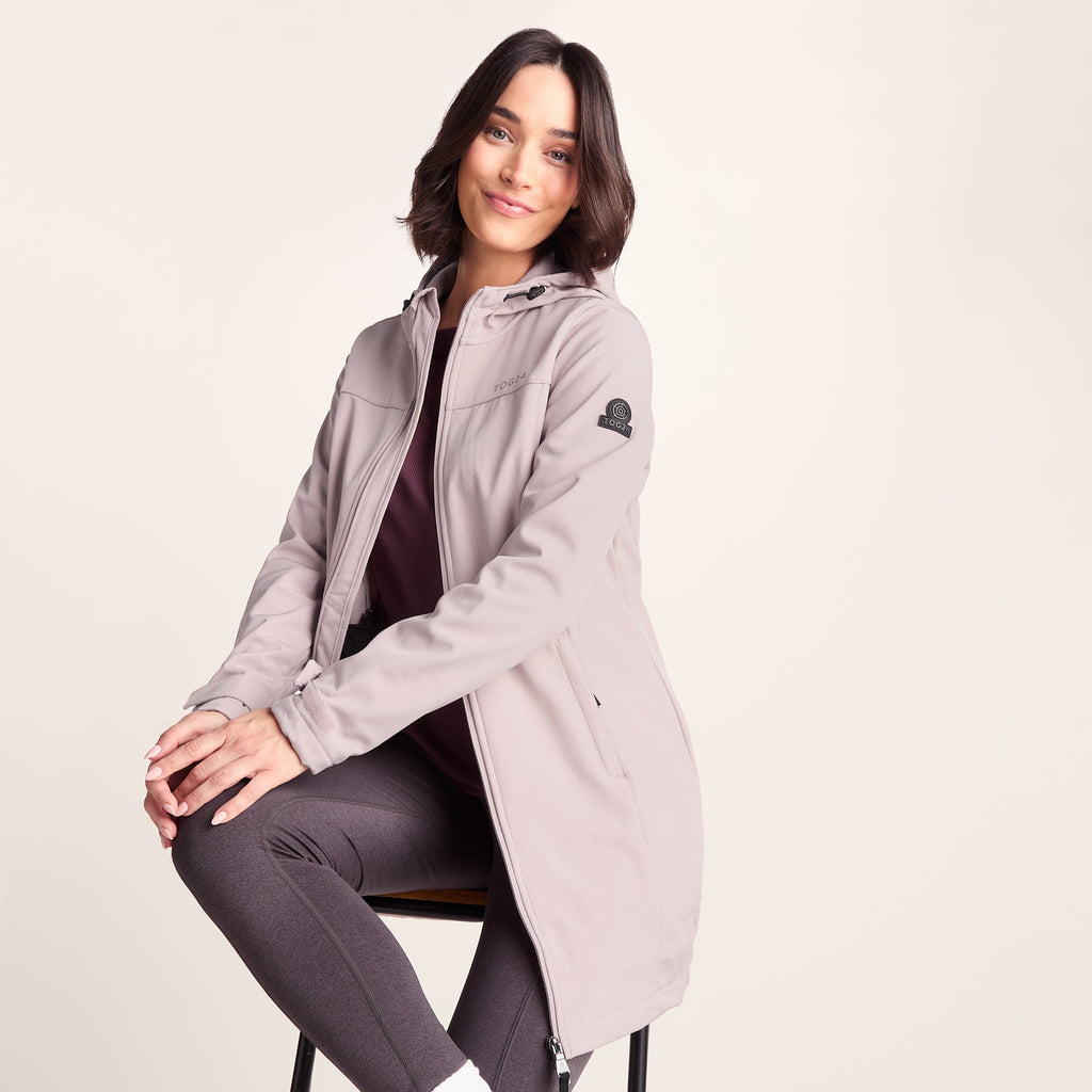 Keld Womens Long Shower Resistant Hooded Softshell Jacket - Dusky Pink - Image 6