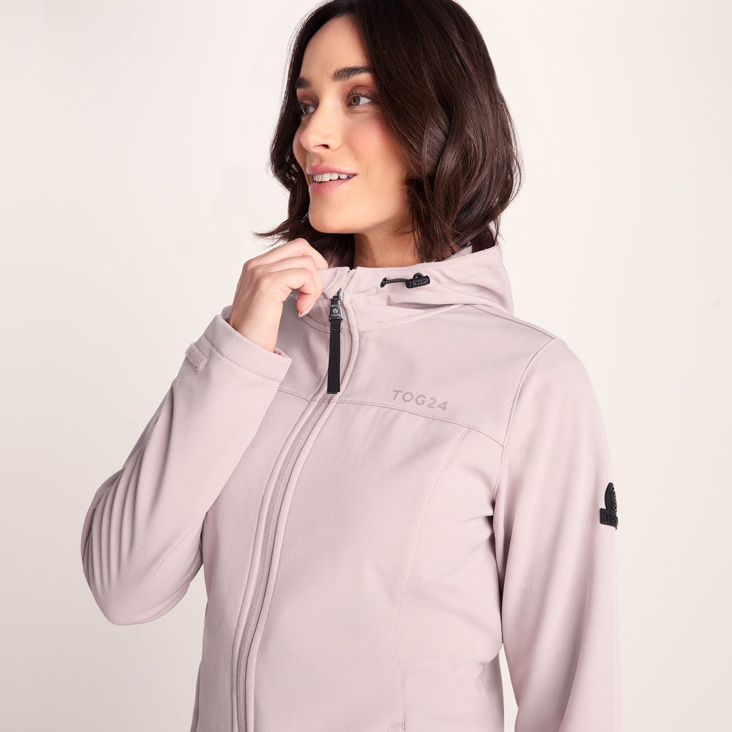 Keld Womens Long Shower Resistant Hooded Softshell Jacket - Dusky Pink - Image 5