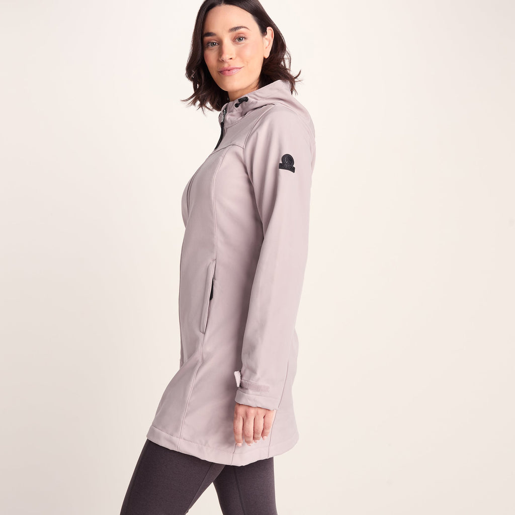 Keld Womens Long Shower Resistant Hooded Softshell Jacket - Dusky Pink - Image 4