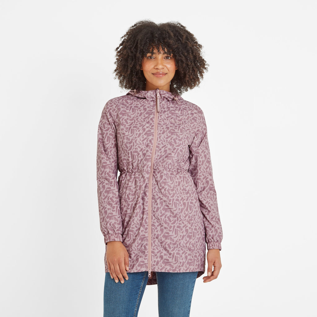 Kilnsey Womens Waterproof Jacket - Dusky Rose Brushstroke Print - Image 2