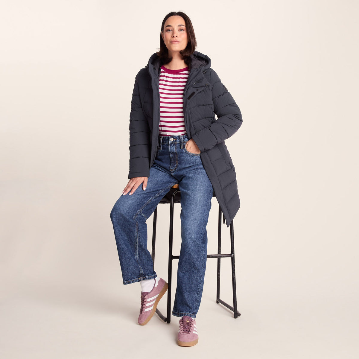 Kirkham Womens Long Shower Resistant Insulated Jacket - Dark Indigo - Image 4