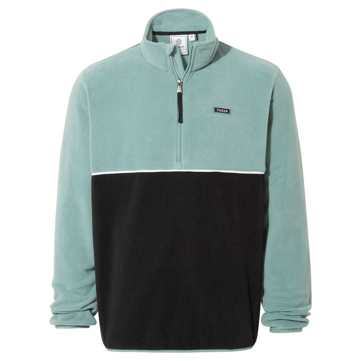 Kirton Mens Relaxed Fit Microfleece Zip Neck - Steel Teal/Black - Image 8