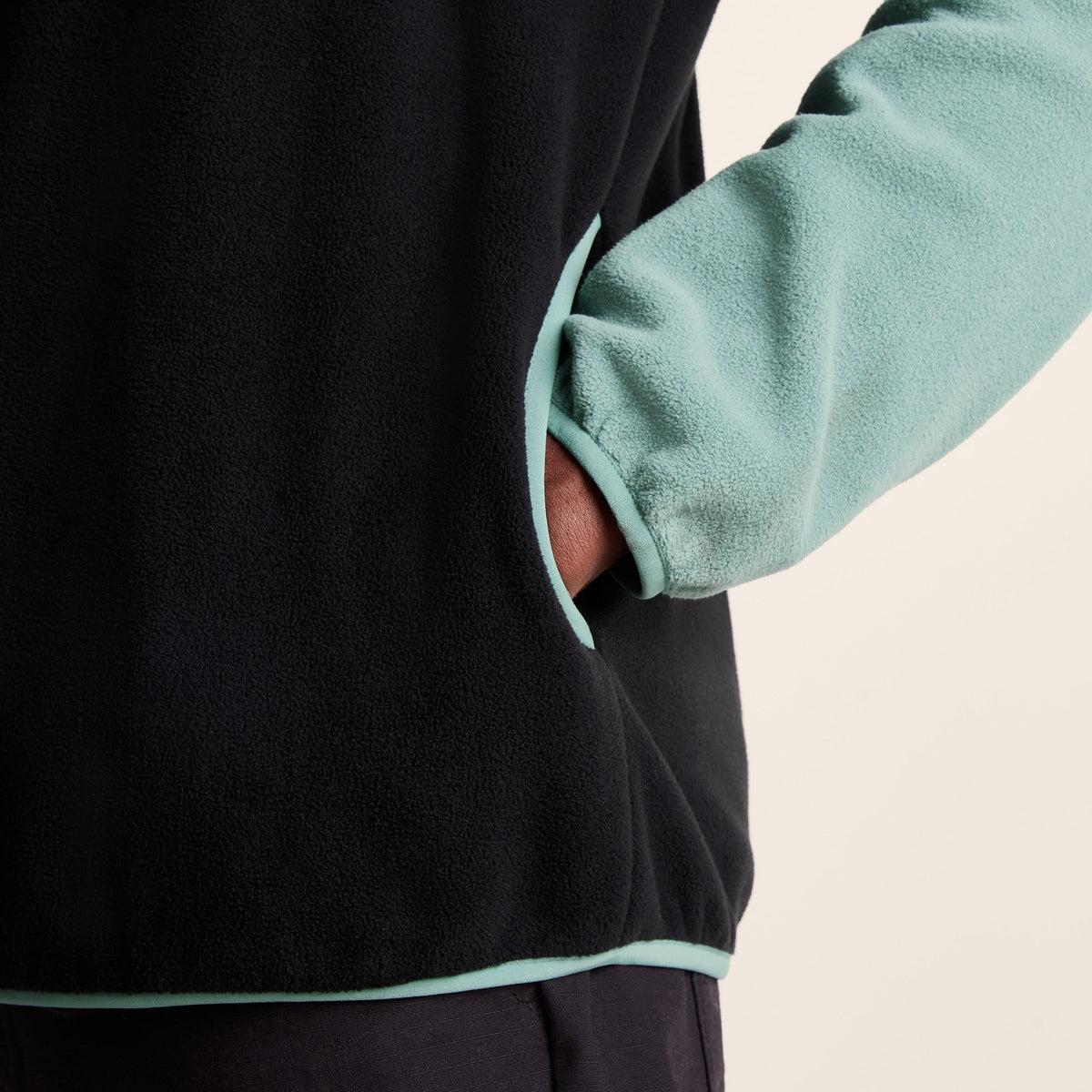 Kirton Mens Relaxed Fit Microfleece Zip Neck - Steel Teal/Black - Image 6