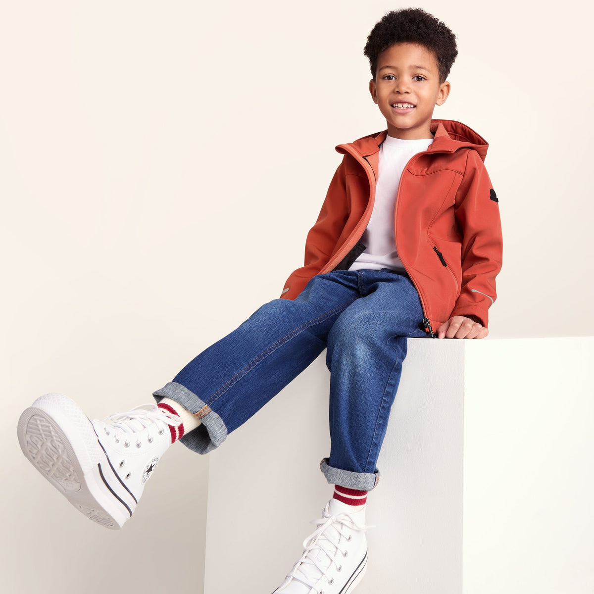 Koroma Kids Softshell Hooded Jacket - Canyon Orange - Image 4