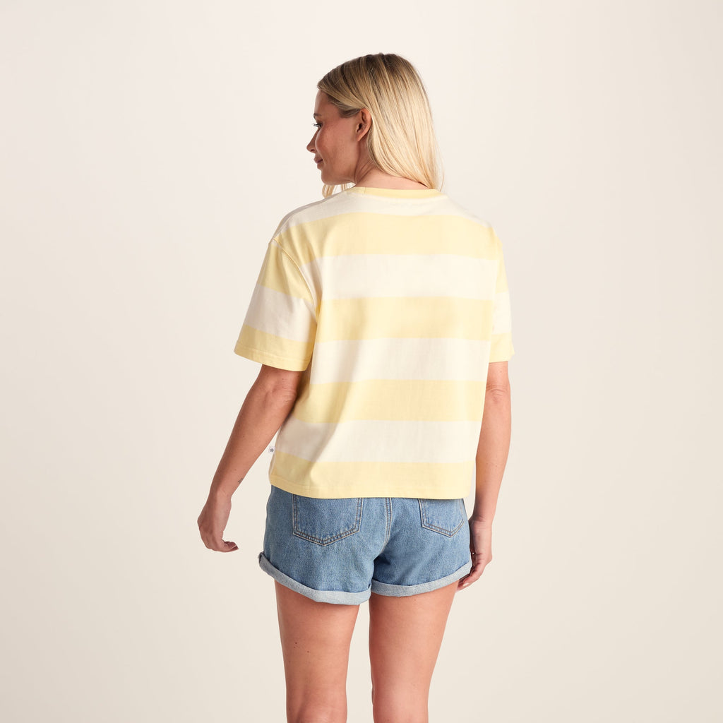 Lani Womens 100% Cotton Supersoft Boxy Fit T-Shirt - Butter Yellow Stripe - Image 4