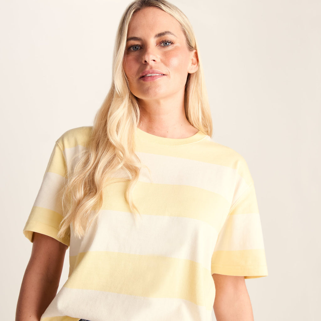 Lani Womens 100% Cotton Supersoft Boxy Fit T-Shirt - Butter Yellow Stripe - Image 6