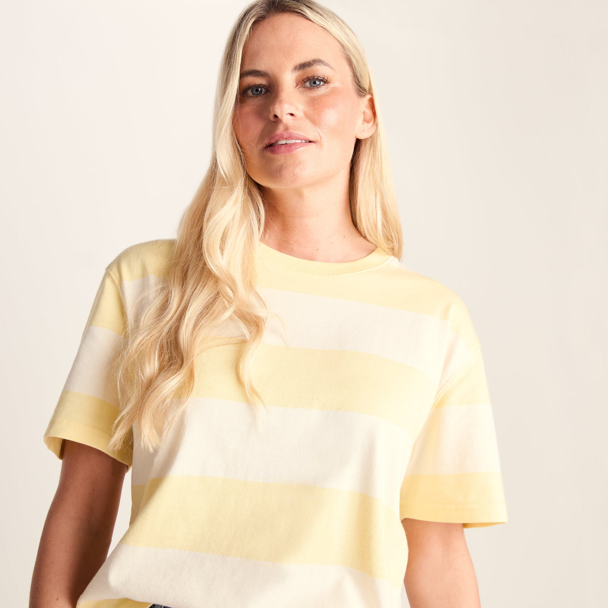Lani Womens 100% Cotton Supersoft Boxy Fit T-Shirt - Butter Yellow Stripe - Image 6