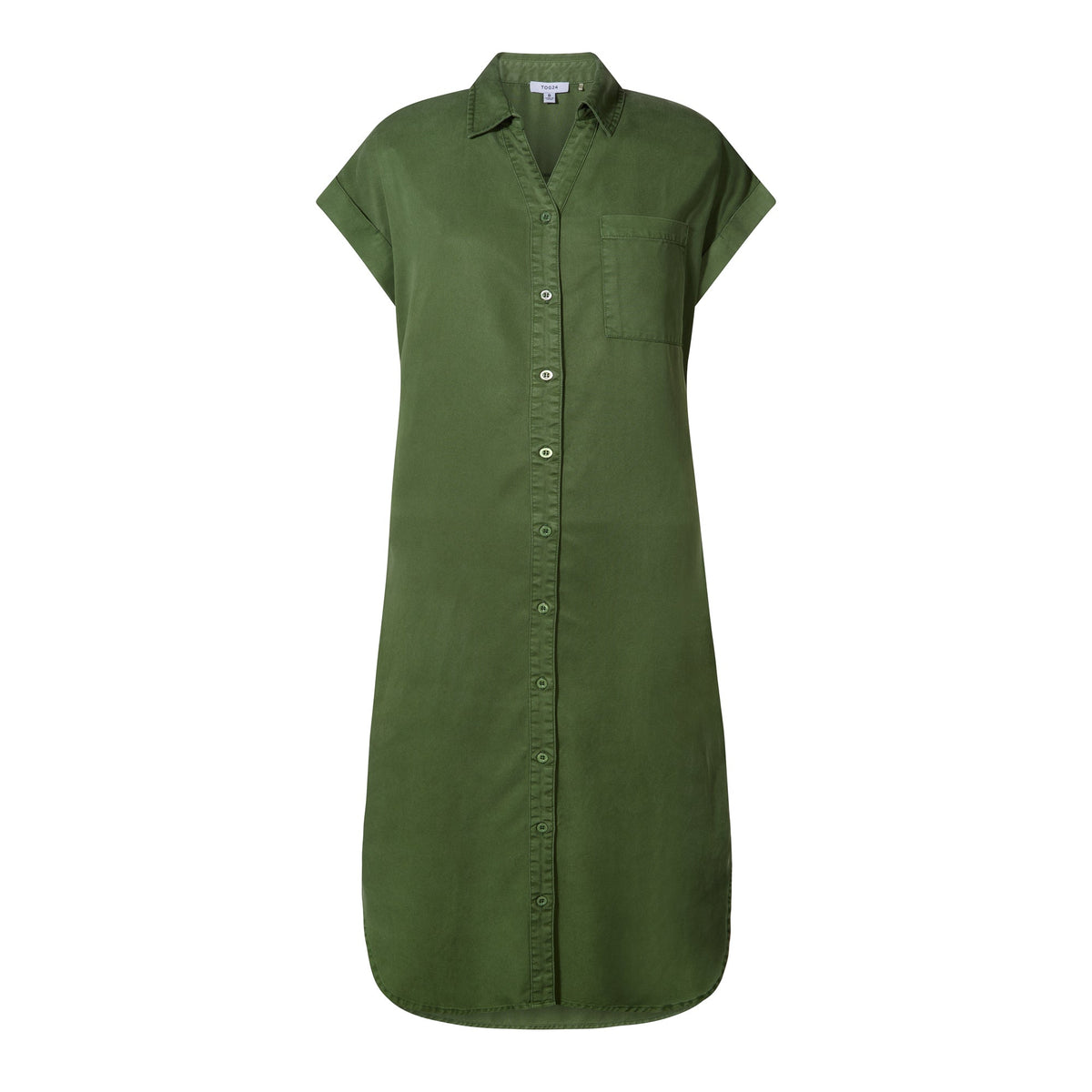 Lenira Womens Relaxed Fit Luxurious Tencel Lyocell Shirt Dress - Dark Matcha - Image 8
