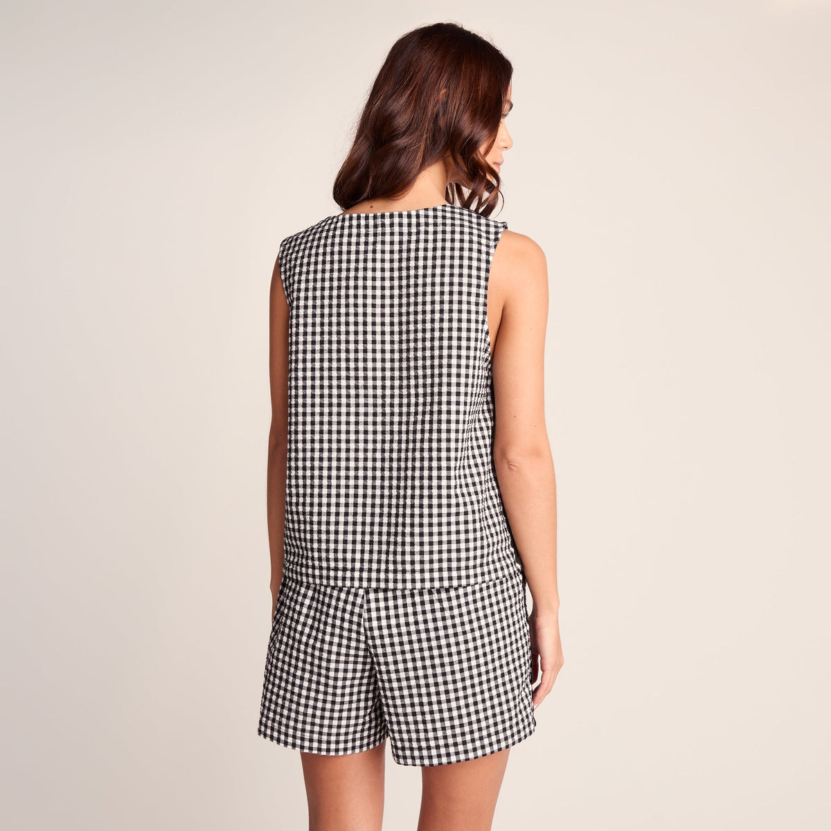 Lila Womens Short Sleeve Gingham Check Shirt - Black Check - Image 4