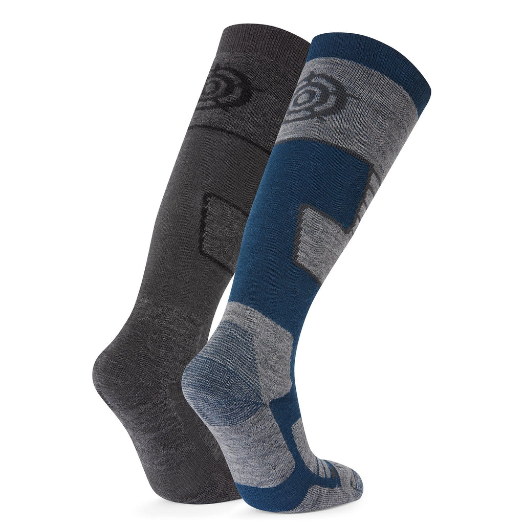 Linz 2 Pack Womens Ski Socks - Dark Grey Marl/Jewel Blue - Image 2