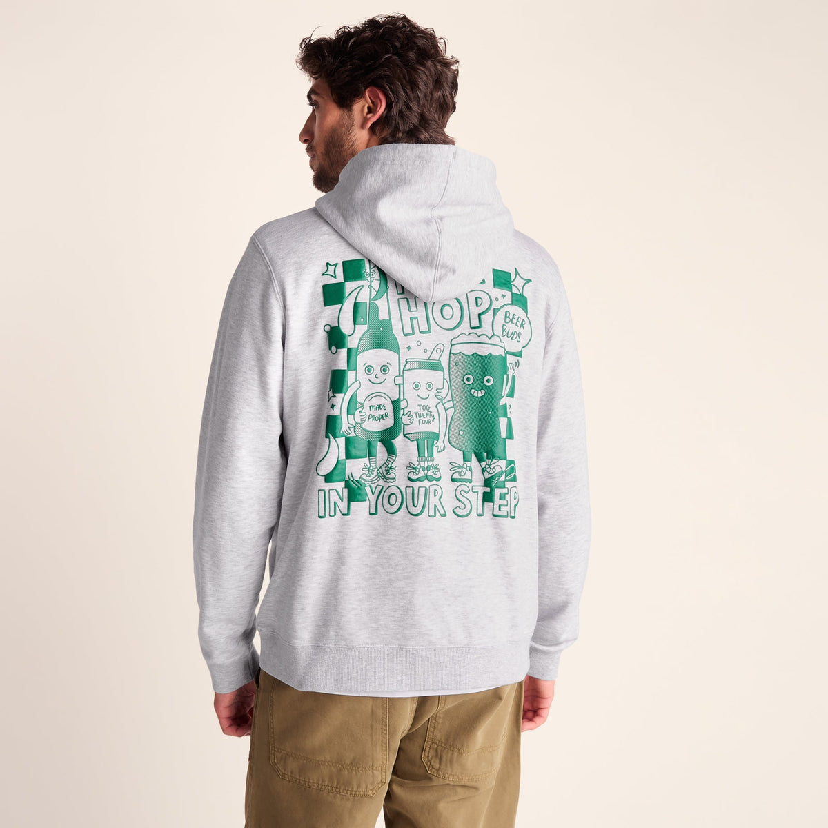 Malley Mens Relaxed Fit Supersoft Hattie Clark Hoody - Light Grey Marl - Image 4
