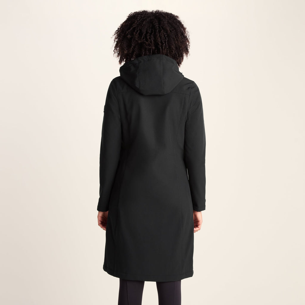 Marina Womens Long Water Resistant Softshell Jacket - Black - Image 3