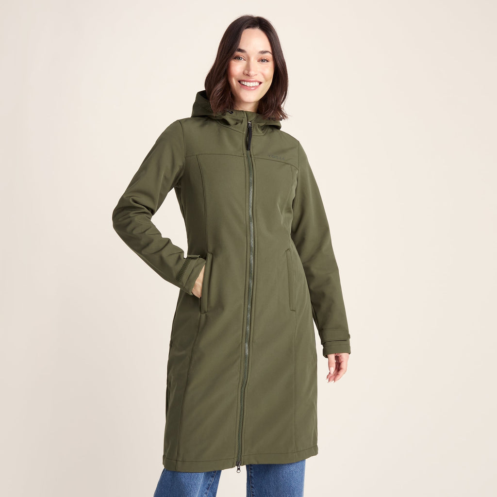 Marina Womens Long Water Resistant Softshell Jacket - Khaki - Image 2