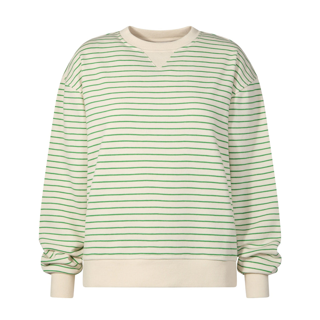 Marsella Womens Relaxed Fit Supersoft Sweat - Basil Green Stripe - Image 7