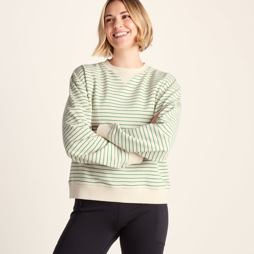 Marsella Womens Relaxed Fit Supersoft Sweat - Basil Green Stripe