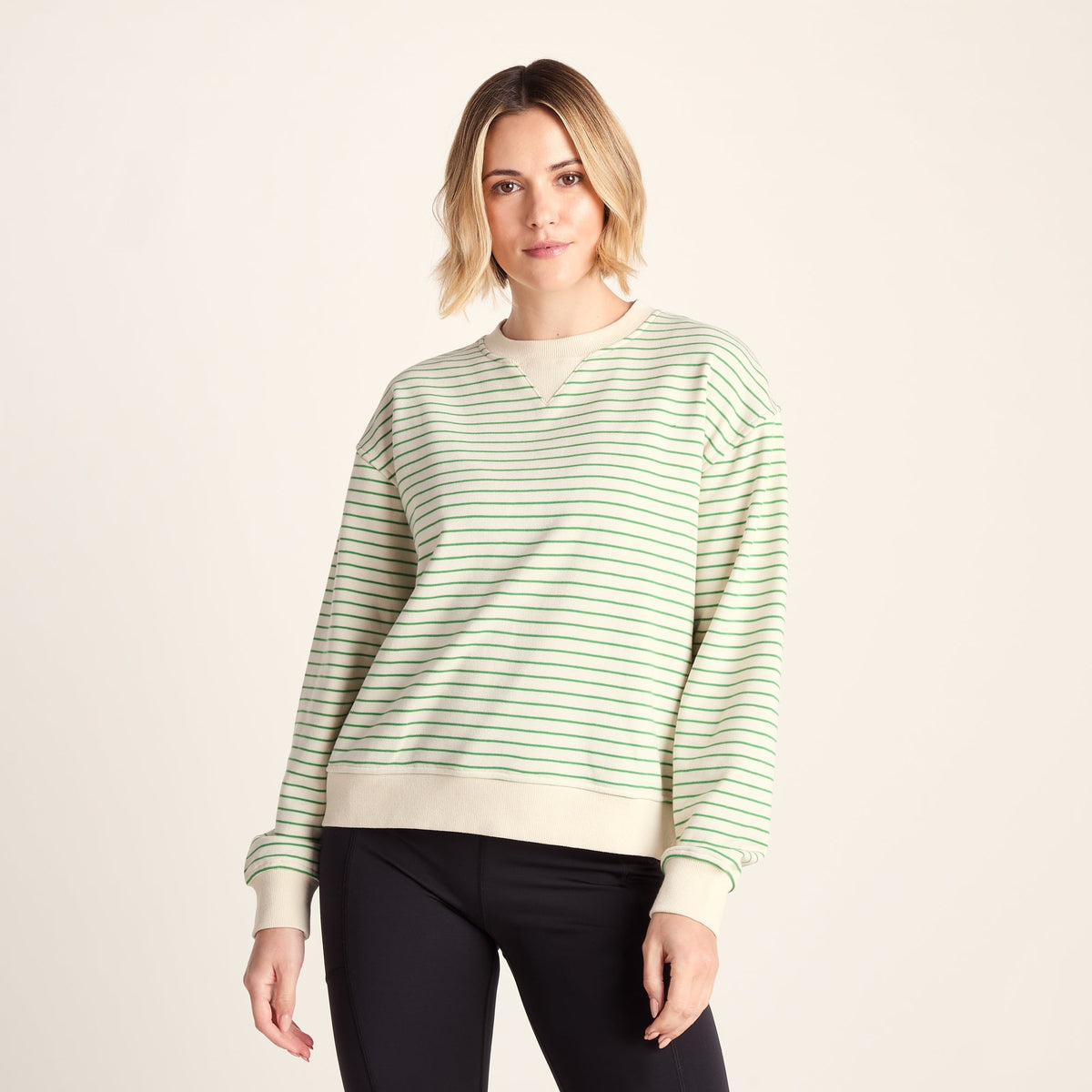 Marsella Womens Relaxed Fit Supersoft Sweat - Basil Green Stripe - Image 5