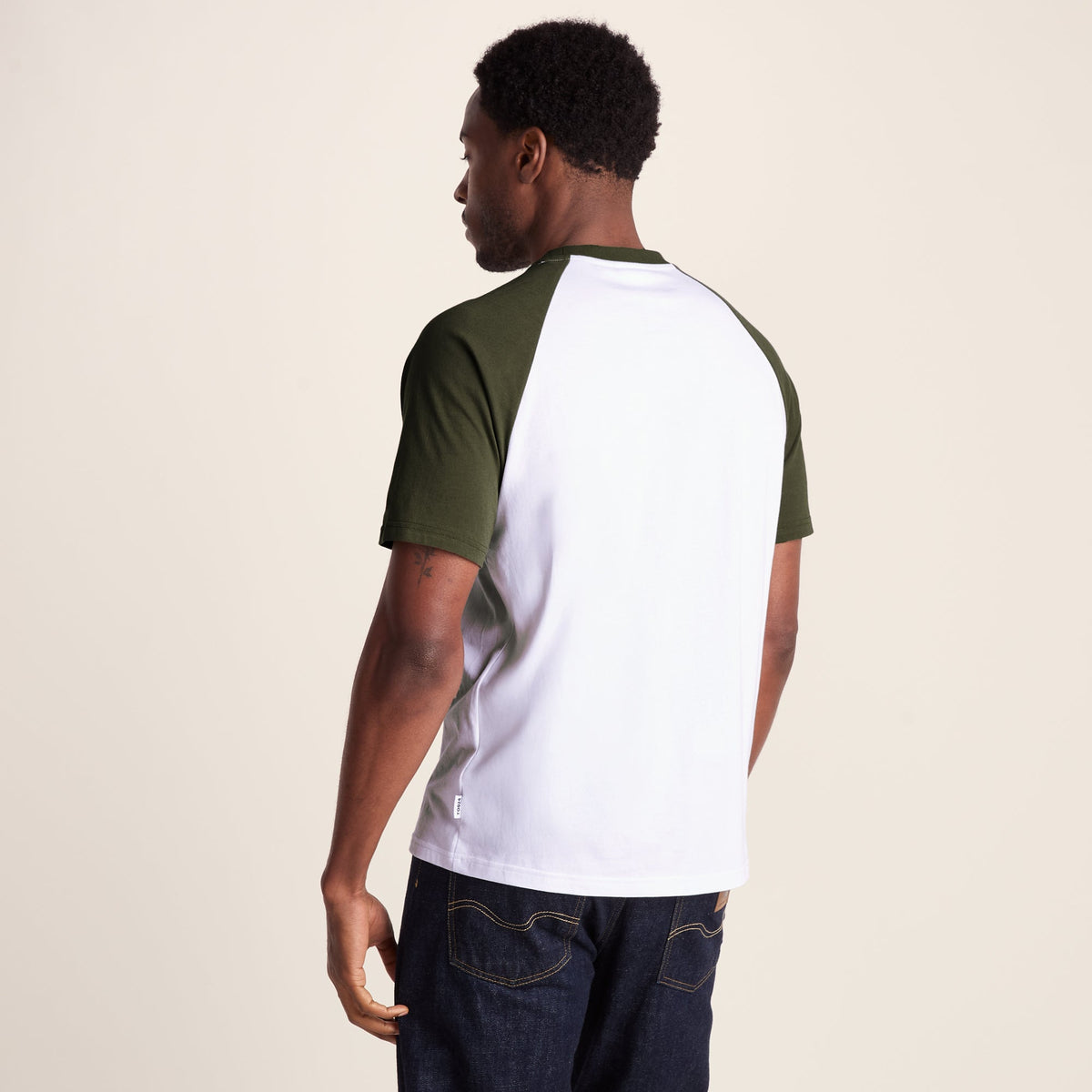 McGill Mens 100% Cotton Supersoft T-Shirt - Forage Green/Optic White - Image 3