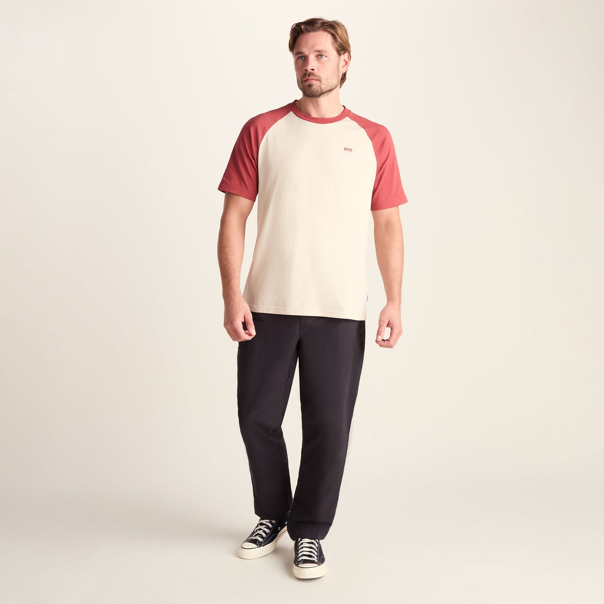 McGill Mens 100% Cotton Supersoft T-Shirt - Warm Cloud/Garnet Red - Image 2
