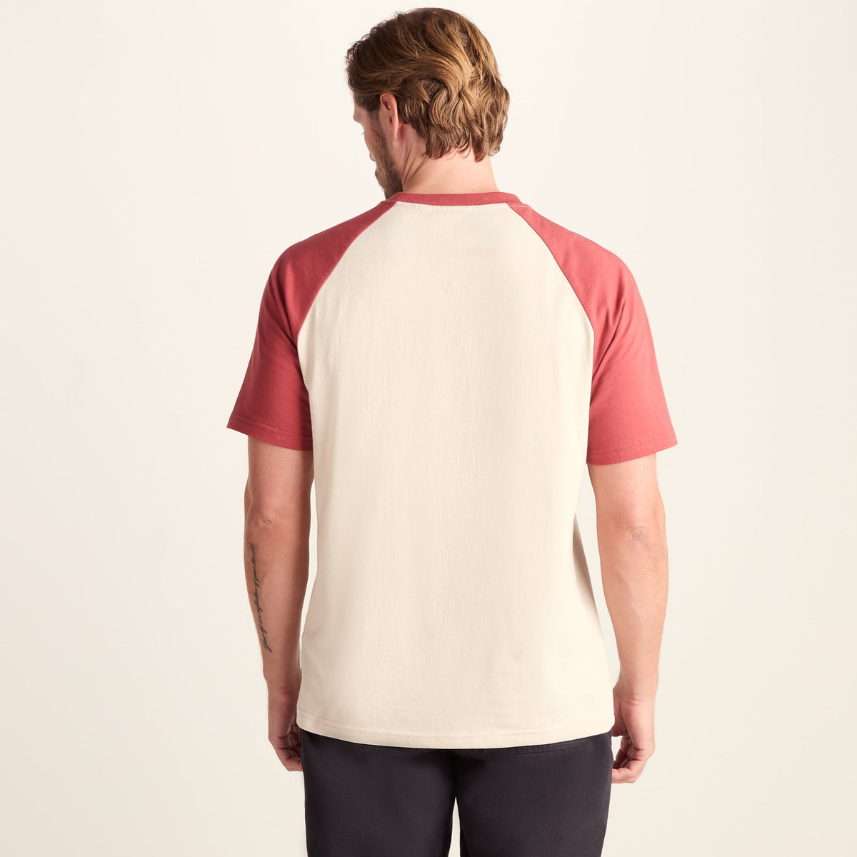 McGill Mens 100% Cotton Supersoft T-Shirt - Warm Cloud/Garnet Red - Image 3