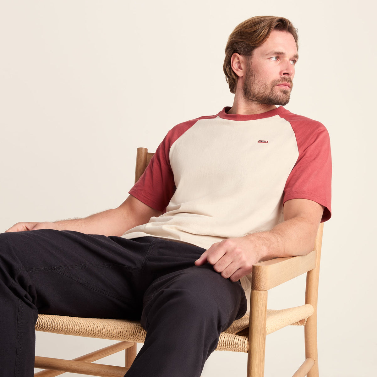 McGill Mens 100% Cotton Supersoft T-Shirt - Warm Cloud/Garnet Red - Image 4