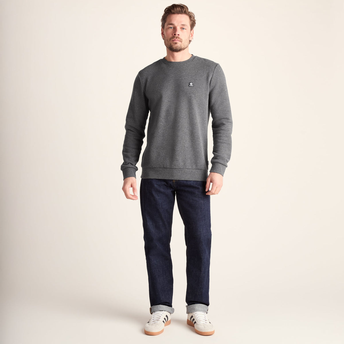 Mellor Mens Supersoft Cotton Rich Sweat - Dark Grey Marl - Image 2