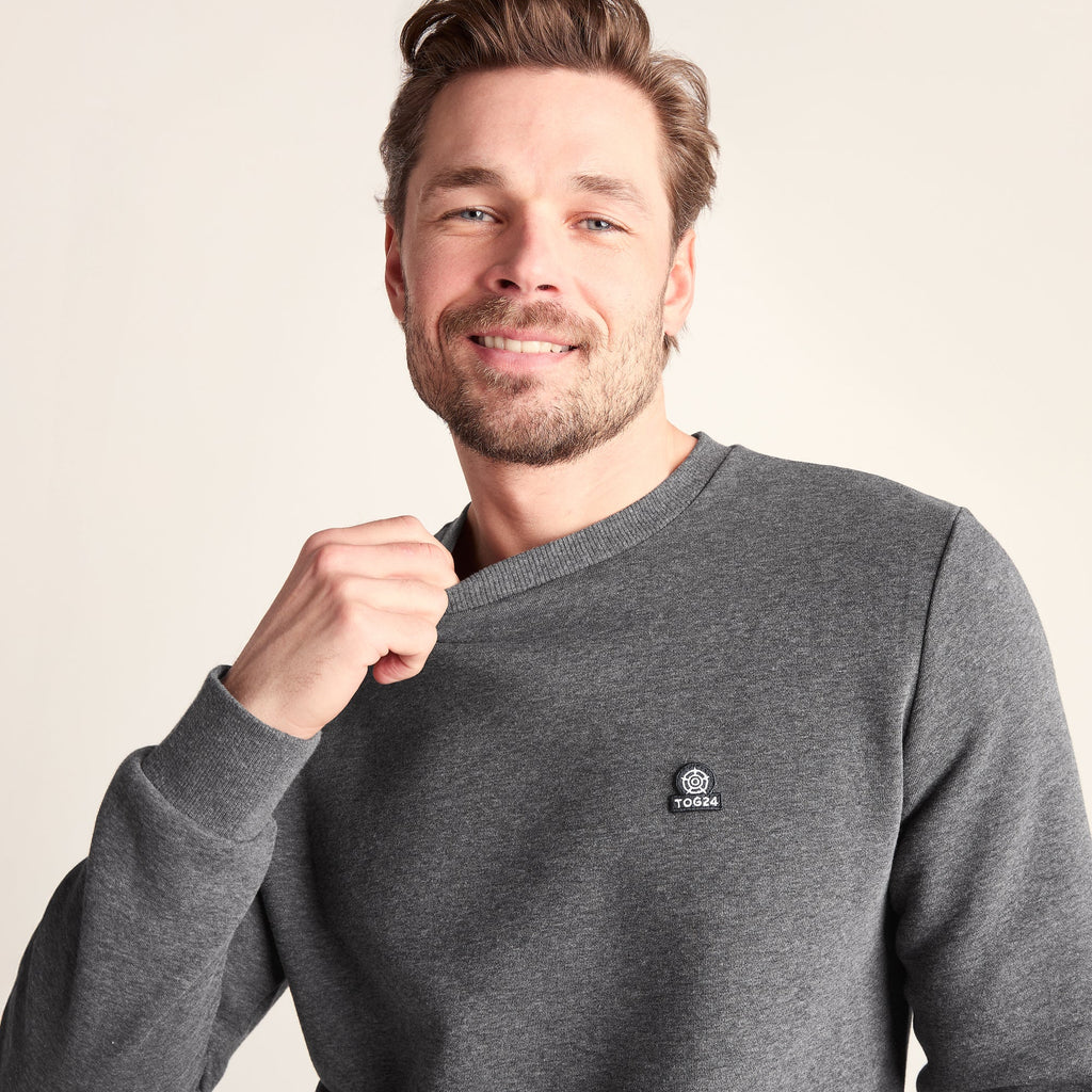 Mellor Mens Supersoft Cotton Rich Sweat - Dark Grey Marl - Image 5