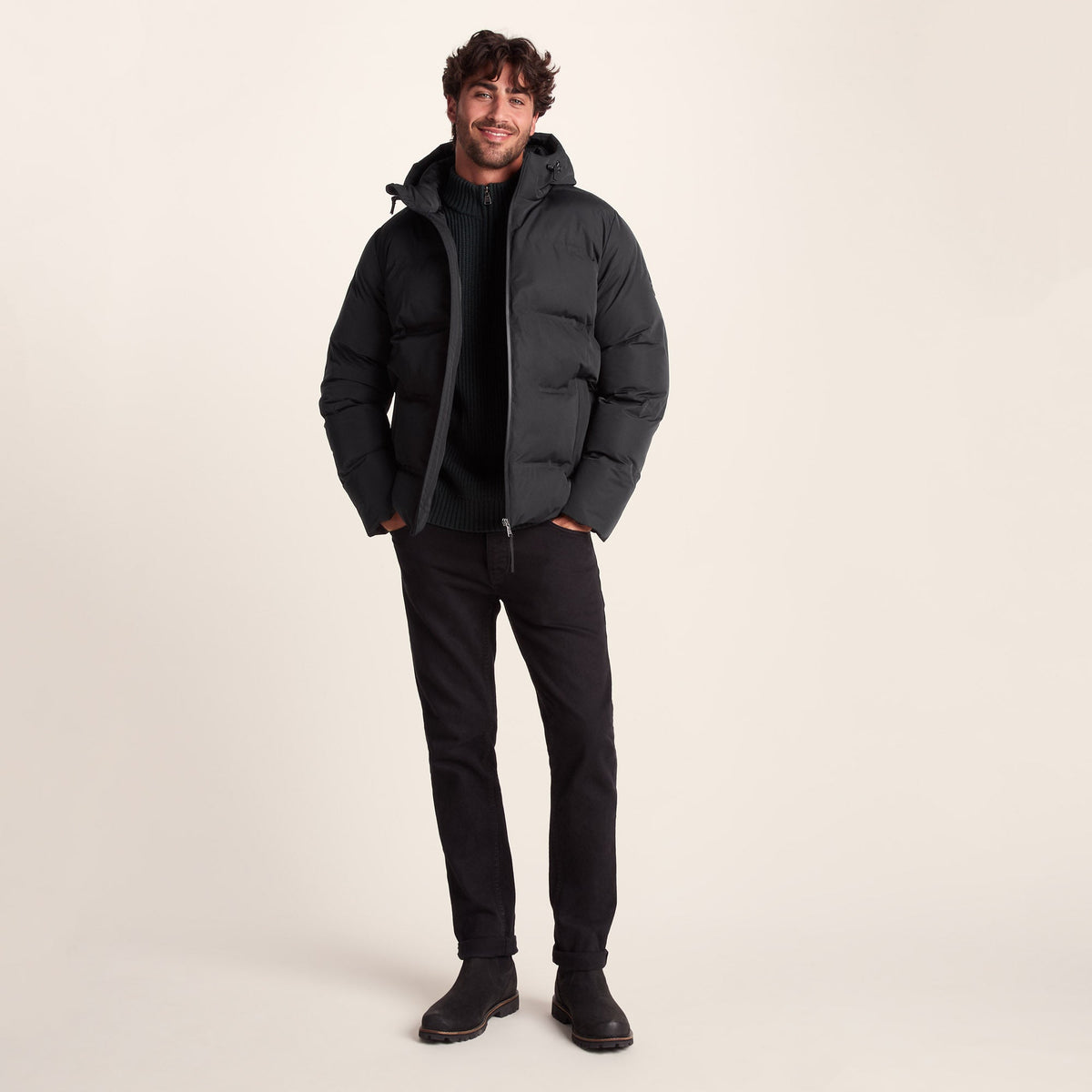 Menka Mens Shower Resistant Insulated Jacket - Black - Image 3