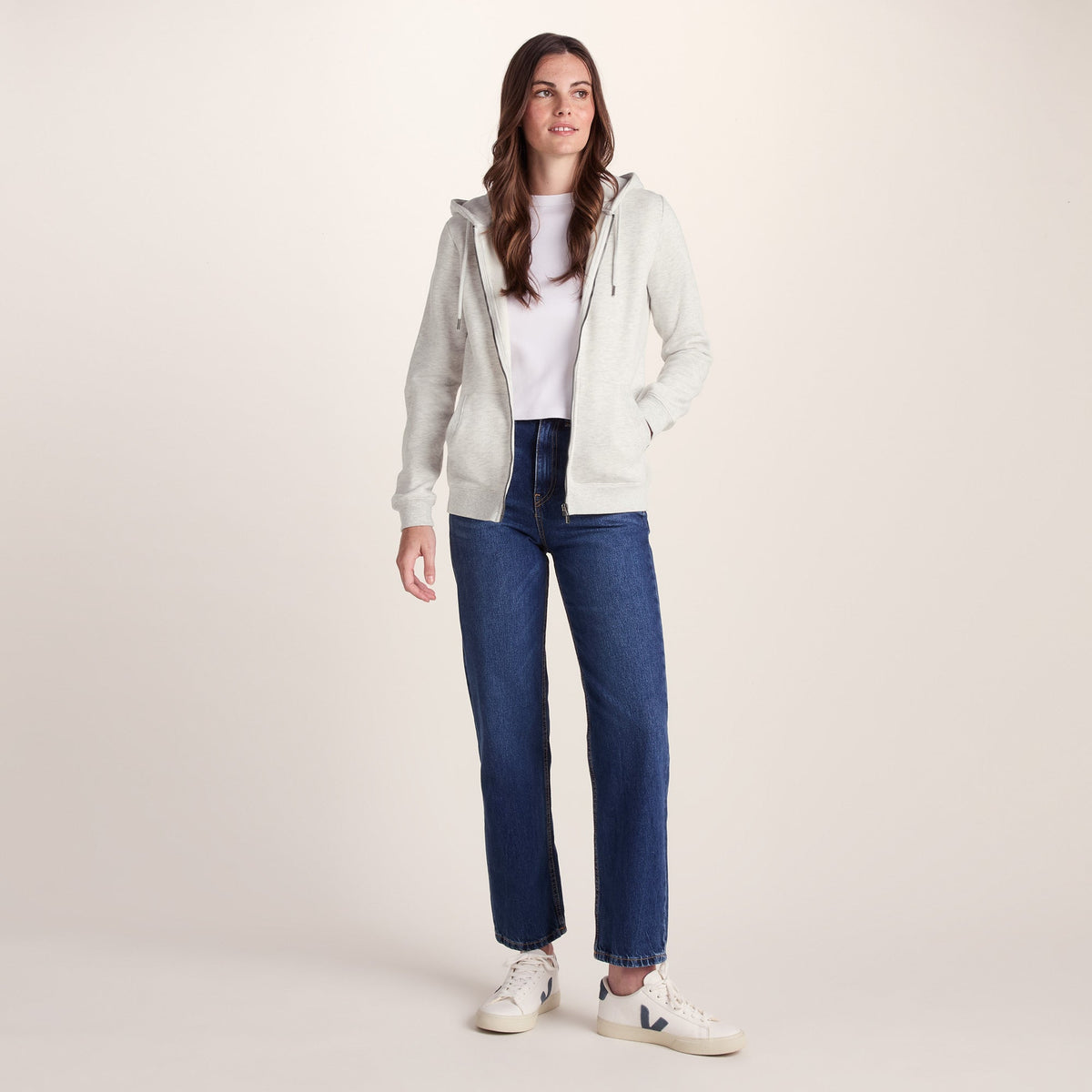 Mia Womens Supersoft Zip Hoody - Oatmeal Marl - Image 2